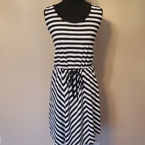 Black and White Striped A.N.D. Dress